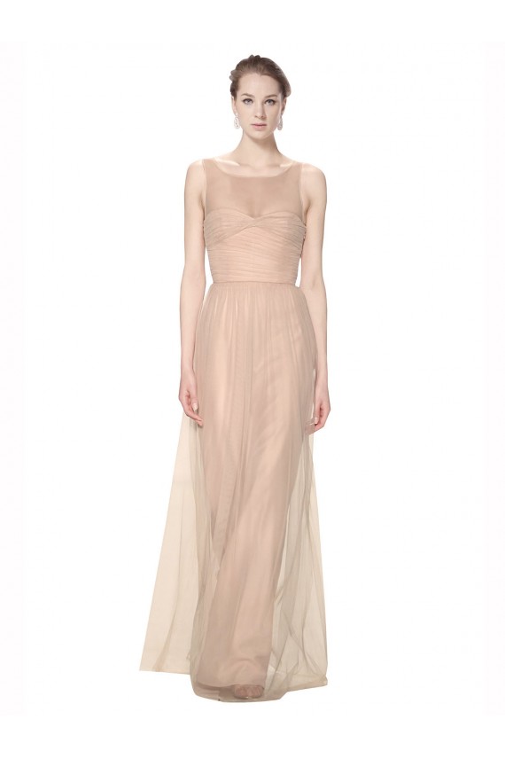 Sleeveless Illusion Neck Sheath Tulle Bridesmaid Dress Worcester