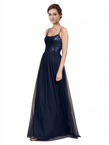 Sleeveless Spaghetti Straps A-Line Tulle & Lace Bridesmaid Dress Worcester