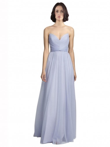 Lilac Sleeveless Spaghetti Straps A-Line Tulle Bridesmaid Dress Worcester