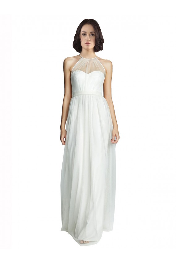 White Sleeveless Halter Neck A-Line Tulle Bridesmaid Dress Worcester