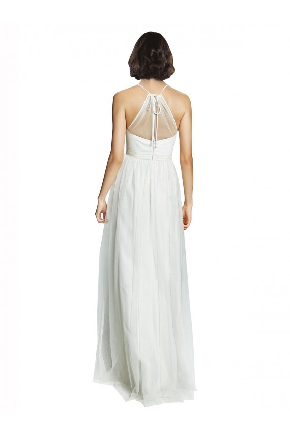 White Sleeveless Halter Neck A-Line Tulle Bridesmaid Dress Worcester