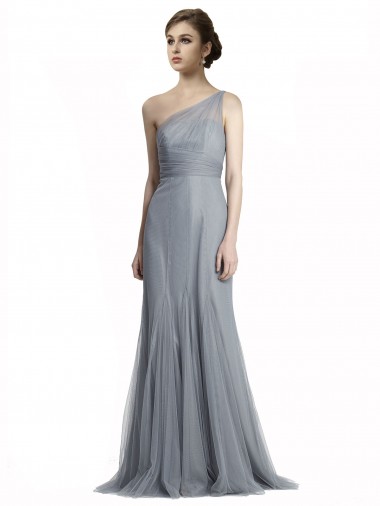 Sleeveless One Shoulder Mermaid Tulle Bridesmaid Dress Worcester