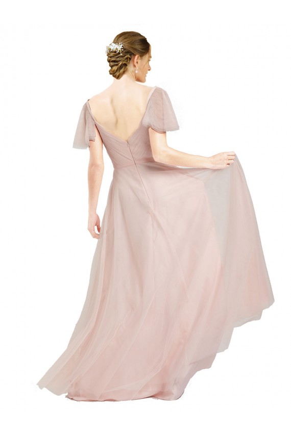 Flutter Sleeves V-Neck A-Line Tulle Formal Dress / Bridesmaid Dress Worcester