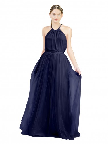 Sleeveless Halter Neck A-Line Tulle Semi Formal Evening Dress / Bridesmaid Dress Worcester