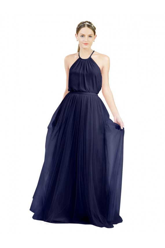 Sleeveless Halter Neck A-Line Tulle Semi Formal Evening Dress / Bridesmaid Dress Worcester