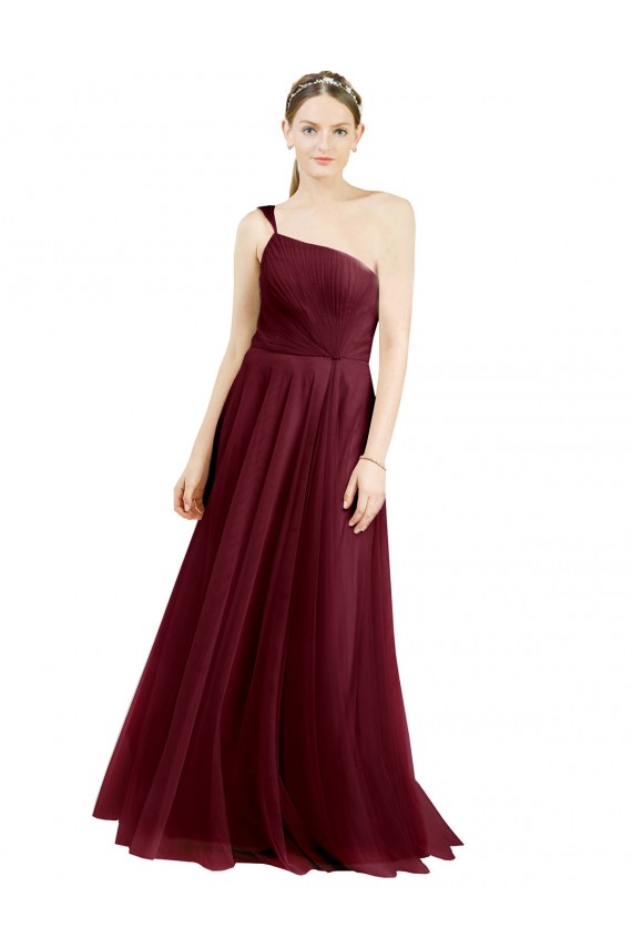 Sleeveless One Shoulder A-Line Tulle Semi Formal Evening Dress / Bridesmaid Dress Worcester