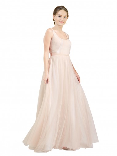 Open Back Sleeveless Scoop Neck A-Line Tulle Semi Formal Evening Dress / Bridesmaid Dress Worcester