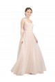 Open Back Sleeveless Scoop Neck A-Line Tulle Semi Formal Evening Dress / Bridesmaid Dress Worcester