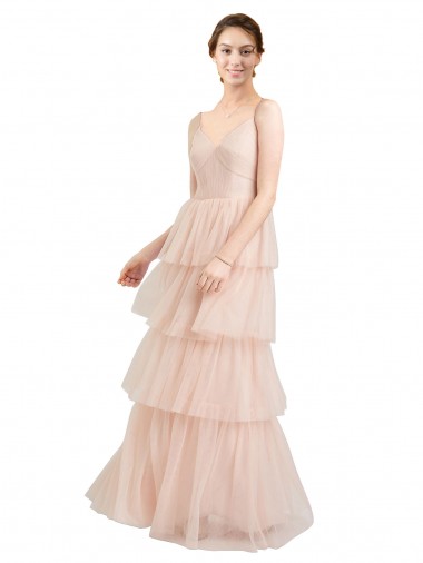 Sleeveless V-Neck A-Line Tulle Semi Formal Evening Dress / Bridesmaid Dress Worcester
