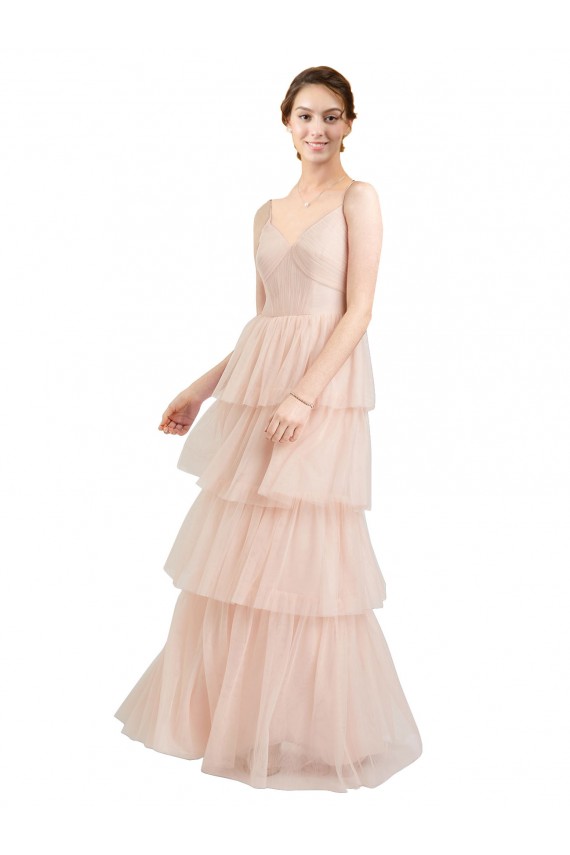 Sleeveless V-Neck A-Line Tulle Semi Formal Evening Dress / Bridesmaid Dress Worcester