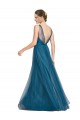 V-Back Teal Green Sleeveless V-Neck A-Line Tulle Bridesmaid Dress Worcester
