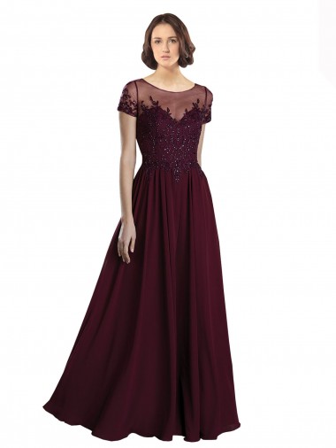 Cap Sleeves Jewel Neck A-Line Tulle & Soft Chiffon Bridesmaid Dress Worcester