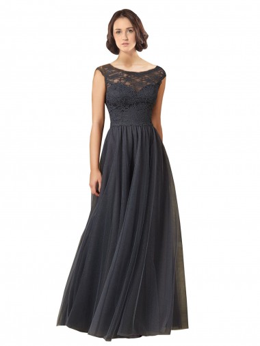 Cap Sleeves Bateau Neck A-Line Tulle & Lace Bridesmaid Dress Worcester