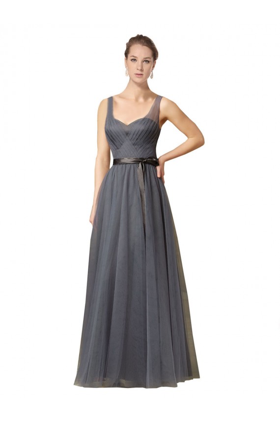 V-Back Slate Grey Sleeveless Sweetheart A-Line Tulle Formal Dress / Bridesmaid Dress Worcester