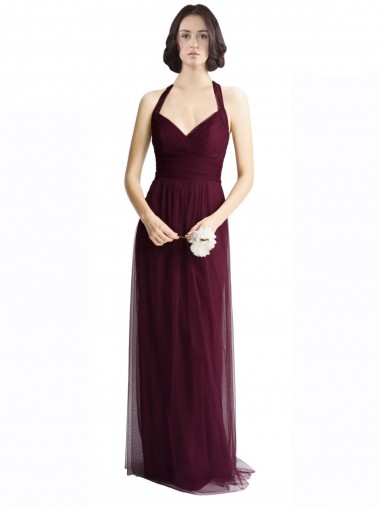 Open Back Sleeveless Halter Neck A-Line Tulle Bridesmaid Dress / Evening Dress Worcester