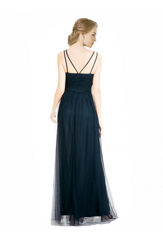 Blue Sleeveless V-Neck A-Line Tulle Bridesmaid Dress Worcester