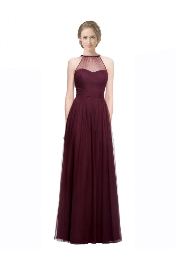 Red Sleeveless Halter Neck A-Line Tulle Bridesmaid Dress Worcester