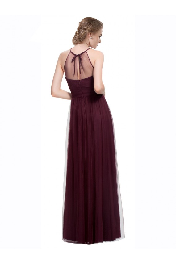 Red Sleeveless Halter Neck A-Line Tulle Bridesmaid Dress Worcester