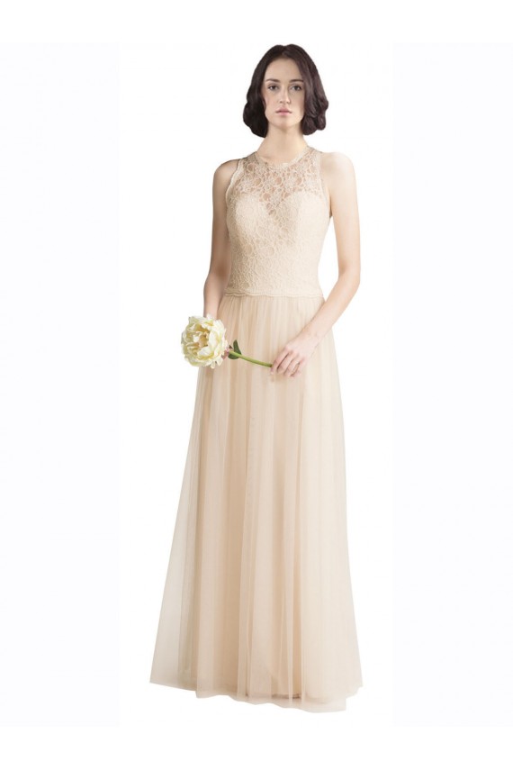 Sleeveless Bateau Neck A-Line Tulle & Lace Bridesmaid Dress Worcester