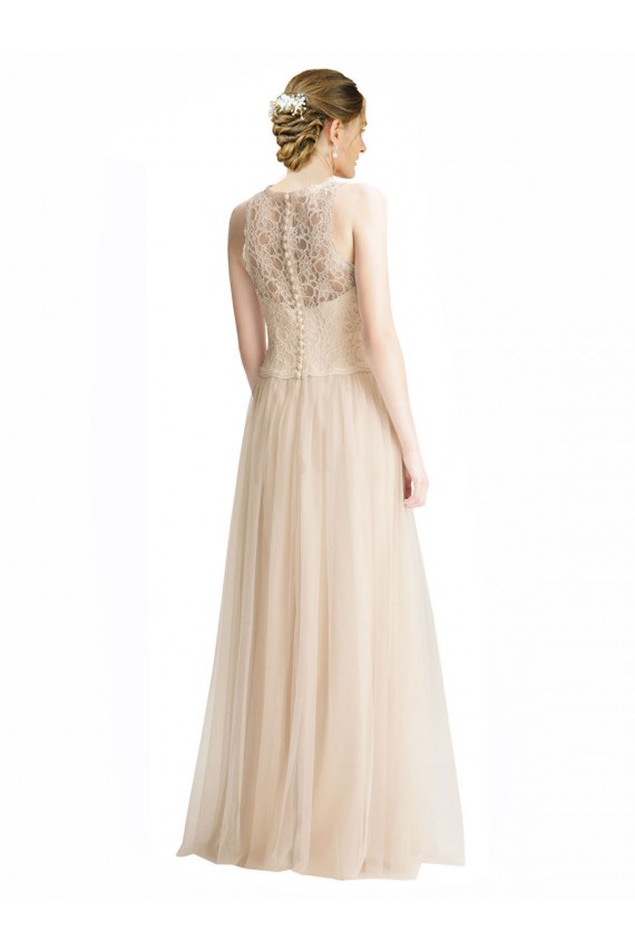 Sleeveless Bateau Neck A-Line Tulle & Lace Bridesmaid Dress Worcester