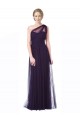 Plum Sleeveless One Shoulder A-Line Tulle Bridesmaid Dress Worcester
