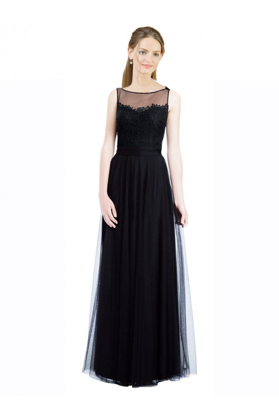Low Back Sleeveless Bateau Neck A-Line Tulle & Lace Bridesmaid Dress Worcester