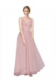 V-Back Pink Sleeveless V-Neck A-Line Tulle Bridesmaid Dress Worcester