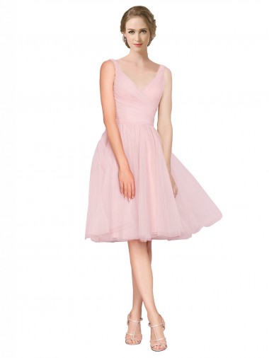 Sleeveless V-Neck A-Line Tulle Bridesmaid Gown Worcester