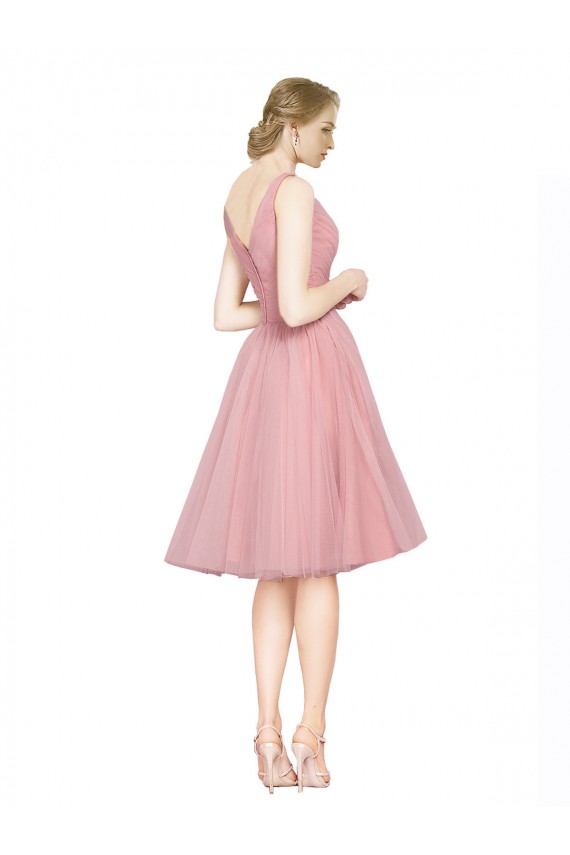 Sleeveless V-Neck A-Line Tulle Bridesmaid Gown Worcester