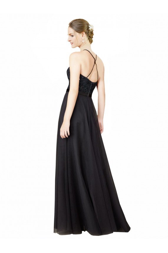Criss Cross Back Sleeveless Sweetheart A-Line Tulle & Lace Bridesmaid Dress Worcester
