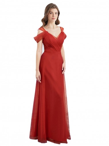 Low Back Cold Shoulder Sweetheart A-Line Tulle Formal Dress / Bridesmaid Dress Worcester