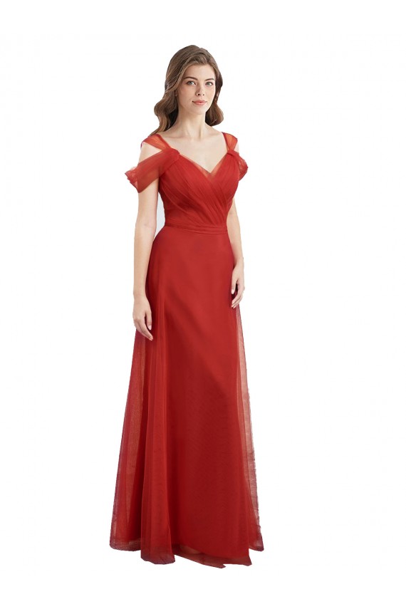 Low Back Cold Shoulder Sweetheart A-Line Tulle Formal Dress / Bridesmaid Dress Worcester