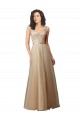 V-Back Champagne Sleeveless V-Neck A-Line Tulle & Lace Bridesmaid Dress Worcester