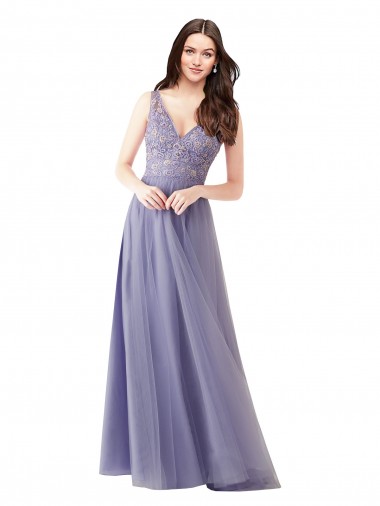 V-Back Sleeveless Sweetheart A-Line Tulle & Lace Formal Dress / Bridesmaid Dress Worcester