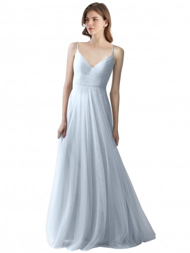 Sleeveless Spaghetti Straps A-Line Soft Tulle Bridesmaid Dress Worcester