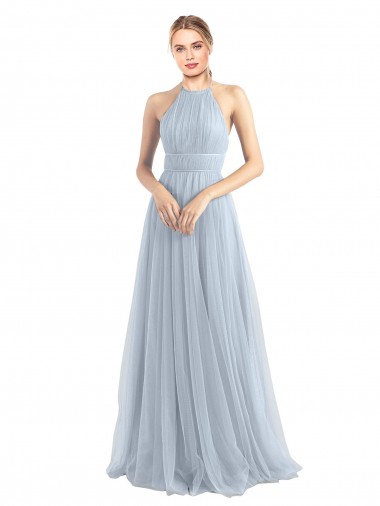 Criss Cross Back Sleeveless Halter Neck A-Line Tulle Bridesmaid Dress Worcester
