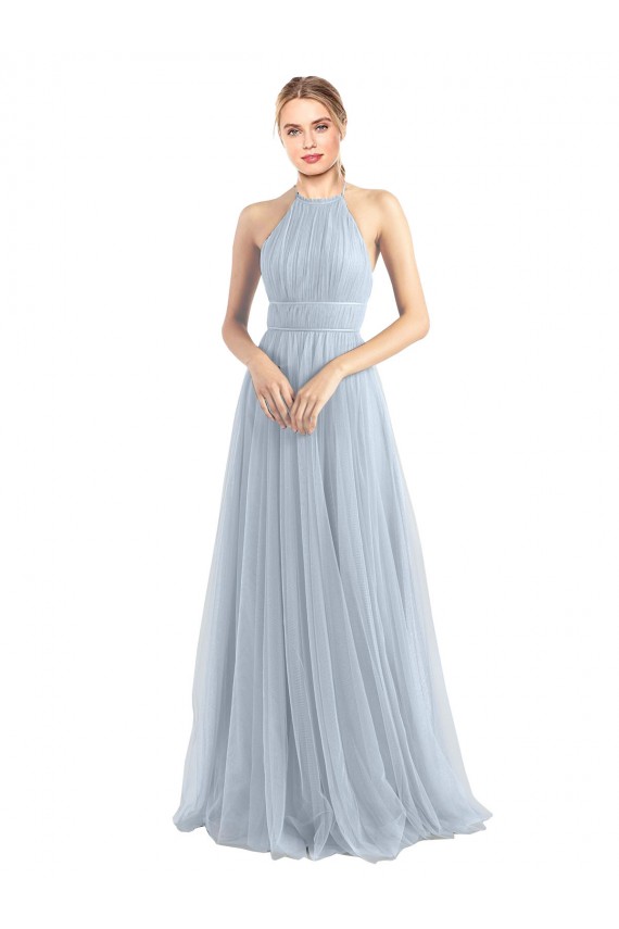 Criss Cross Back Sleeveless Halter Neck A-Line Tulle Bridesmaid Dress Worcester
