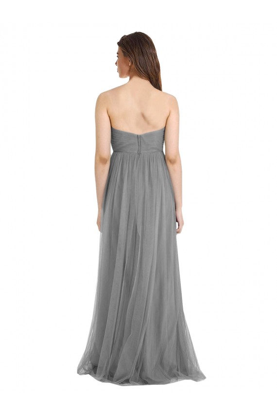 Slate Grey Sleeveless Sweetheart A-Line Tulle Bridesmaid Gown Worcester