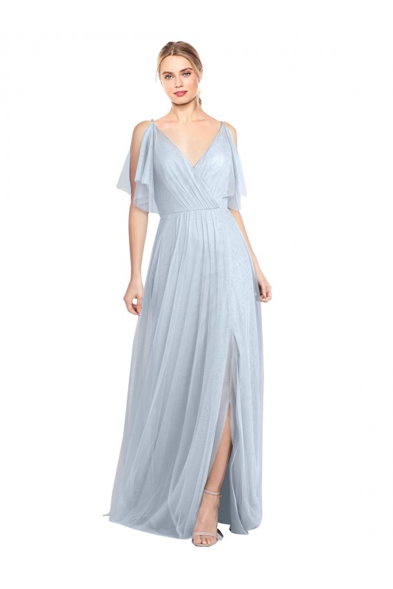 V-Back Flutter Sleeves Spaghetti Straps A-Line Tulle Bridesmaid Dress / Evening Dress Worcester