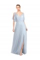 V-Back Flutter Sleeves Spaghetti Straps A-Line Tulle Bridesmaid Dress / Evening Dress Worcester