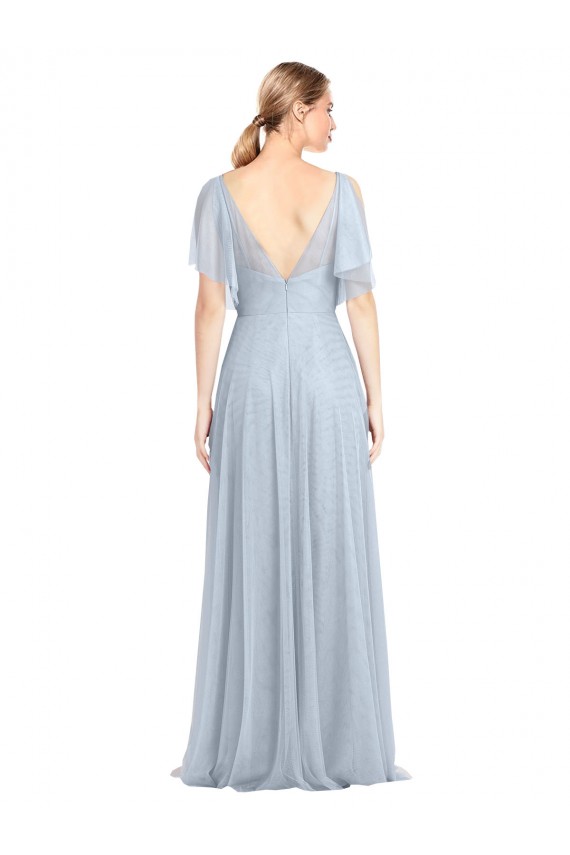 V-Back Flutter Sleeves Spaghetti Straps A-Line Tulle Bridesmaid Dress / Evening Dress Worcester