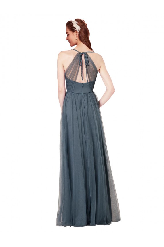 Keyhole Back Sleeveless Spaghetti Straps A-Line Tulle Bridesmaid Dress Worcester