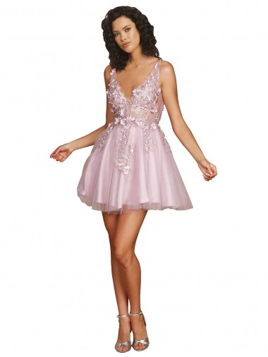 V-Back Sleeveless V-Neck A-Line Tulle Bridesmaid Dress Worcester