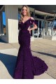 Plum Purple Sleeveless Spaghetti Straps Sheath Velvet Sequin Prom Dress / Evening Dress Worcester
