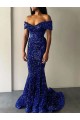 Sleeveless Off the Shoulder Mermaid Velvet Sequin Prom Dresses Worcester