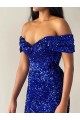 Sleeveless Off the Shoulder Mermaid Velvet Sequin Prom Dresses Worcester
