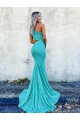 Sleeveless One Shoulder Mermaid Velvet Sequin Prom Dresses Worcester