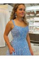 Sleeveless Scoop Neck A-Line Velvet Sequin Prom Dress / Evening Dress Worcester