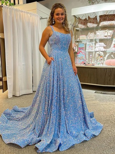 Sleeveless Scoop Neck A-Line Velvet Sequin Prom Dress / Evening Dress Worcester