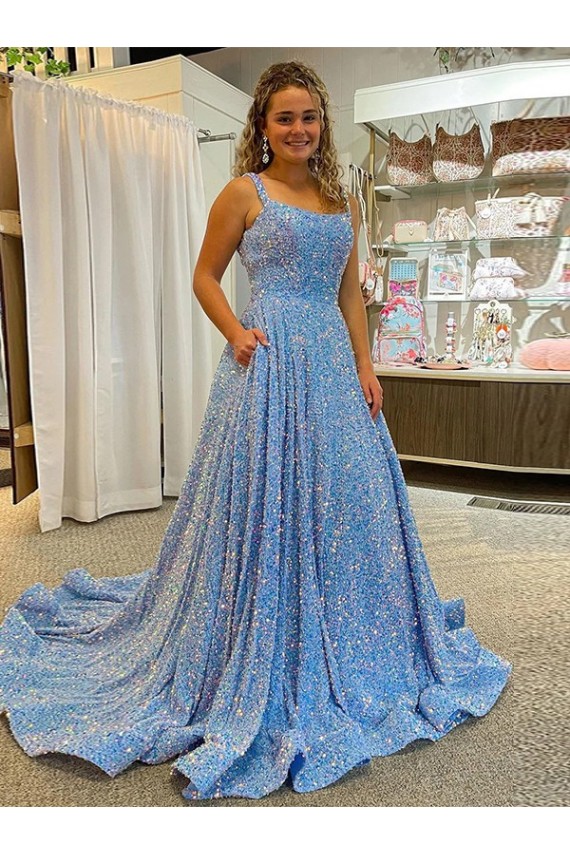 Sleeveless Scoop Neck A-Line Velvet Sequin Prom Dress / Evening Dress Worcester